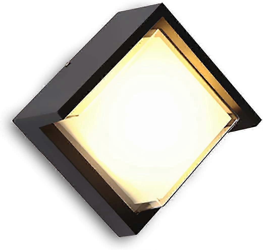 18W Black Square LED Wall Light IP65 with cover