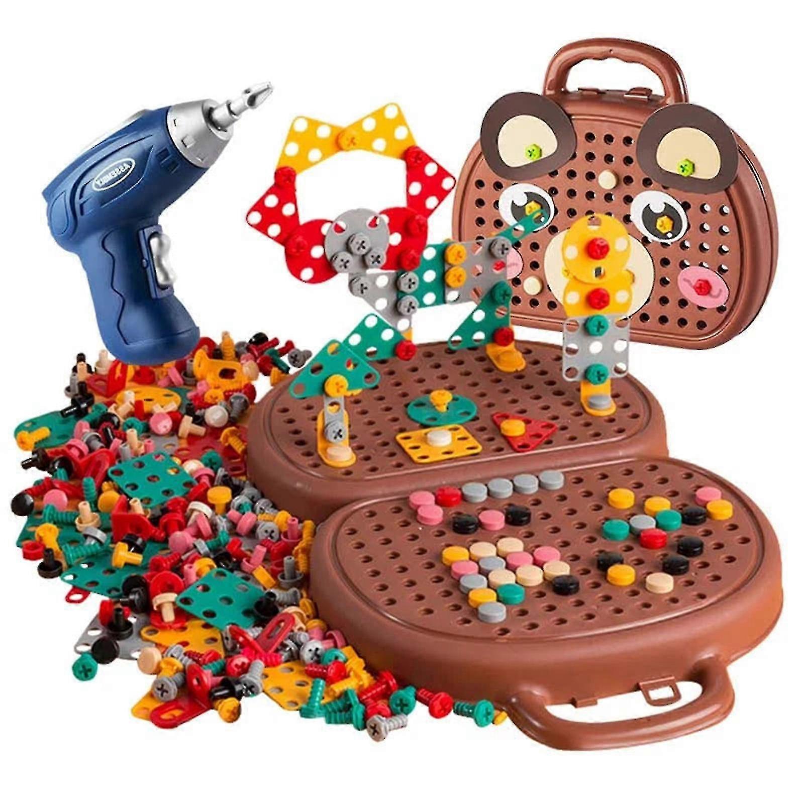 Educational Tools Toy With Drill Children Gift Wooden Tool Set Building Block