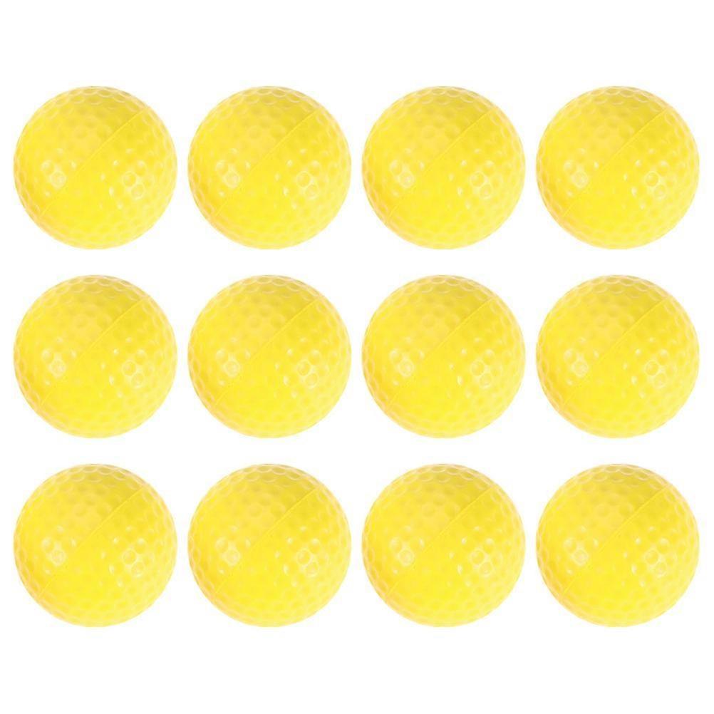 12pcs Professional Golfing Practice Balls Indoor Training Golfs Balls (Yellow)
