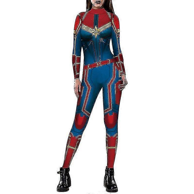 Halloween Women Captain America Iron-man Cosplay Costume Fancy Dress Jumpsuit