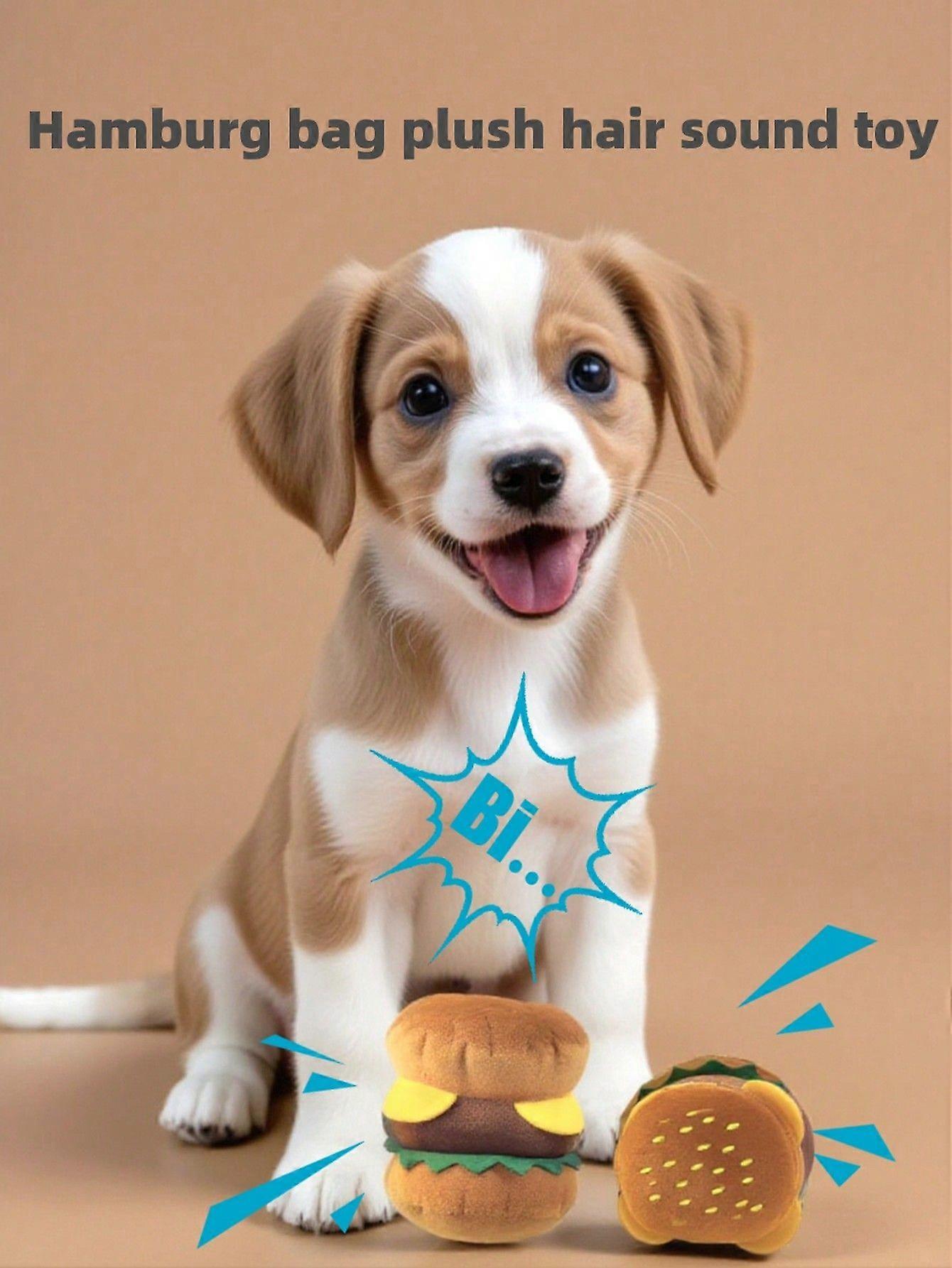 Pet Supplies - Hamburger Shaped Plush Toys With Sound Production Function, Teeth Grinding And Cleaning Ability, Resistant To Bites. For Dogs Only.