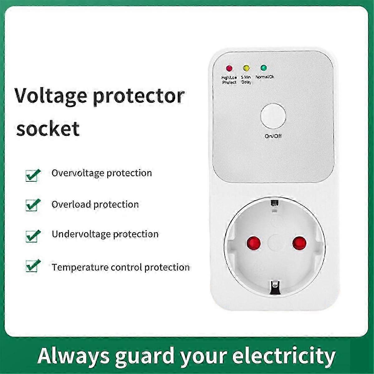 Protector Voltage Relay Electrical Socket, Refrigerator Voltage Protector Multifunctional For Home Appliance Eu Plug