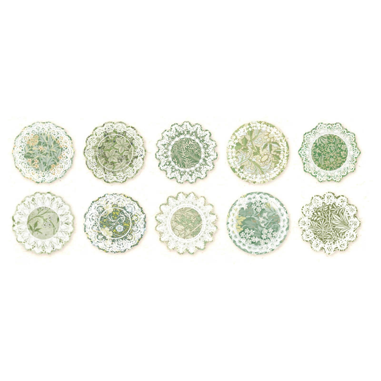 30 Sheets Scrapbook Paper Supplies Retro Lace Different Patterns Journaling Paper for Decoration Card Making DIY Green