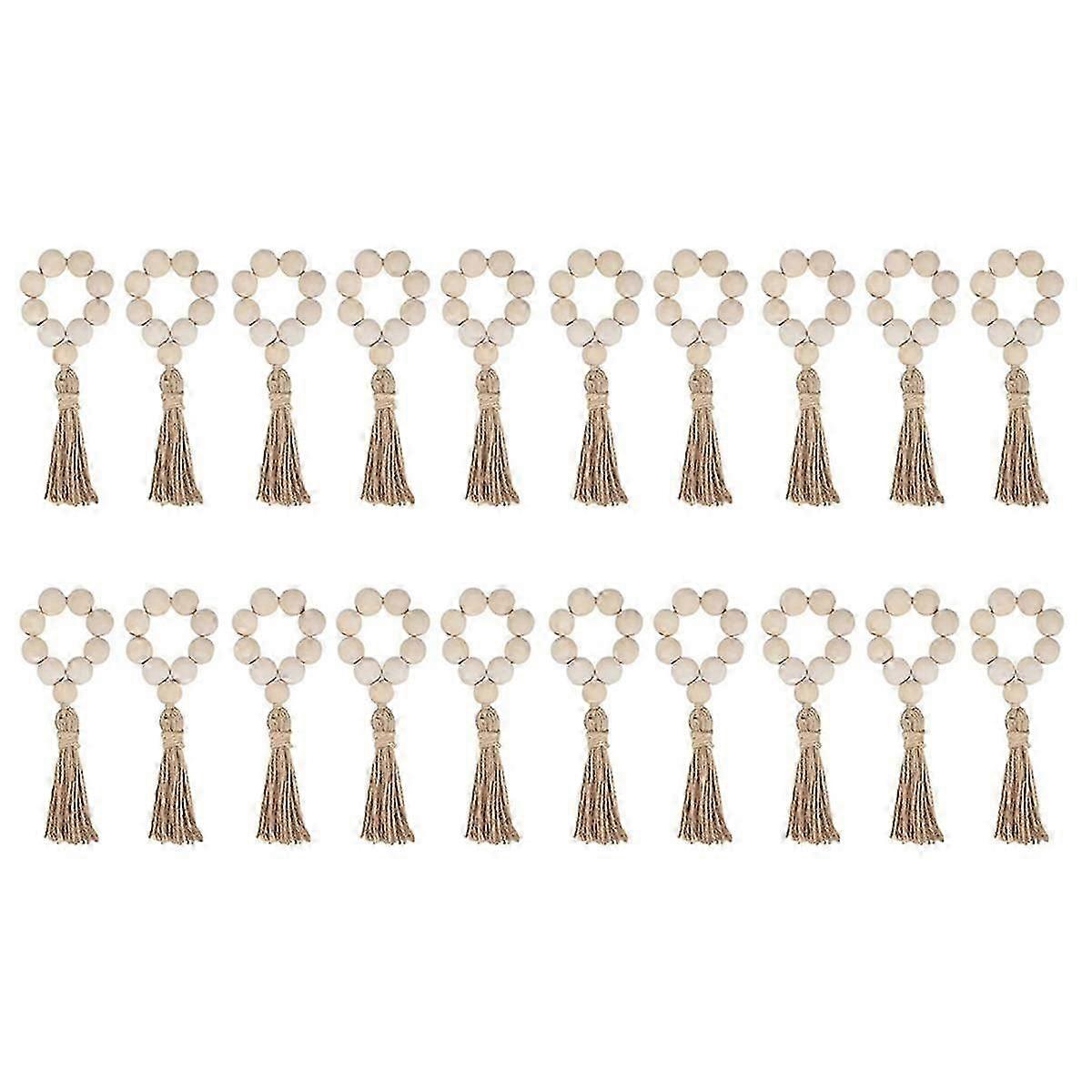 20pcsナプキンリング、木製ナプキンリング、テーブル装飾用のウッドビーズナプキンリング、自由奔放に生きるための農家のナプキンリング