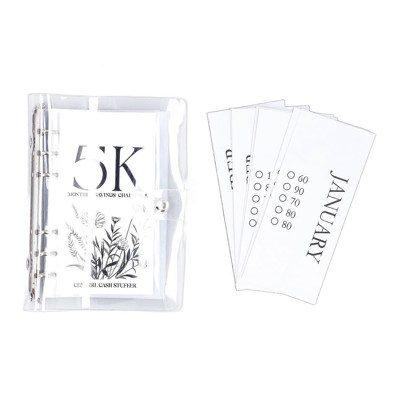 Budget Binder 6 Hole Transparent Soft Waterproof Portable PVC Savings Challenge Book for Card Money 5k