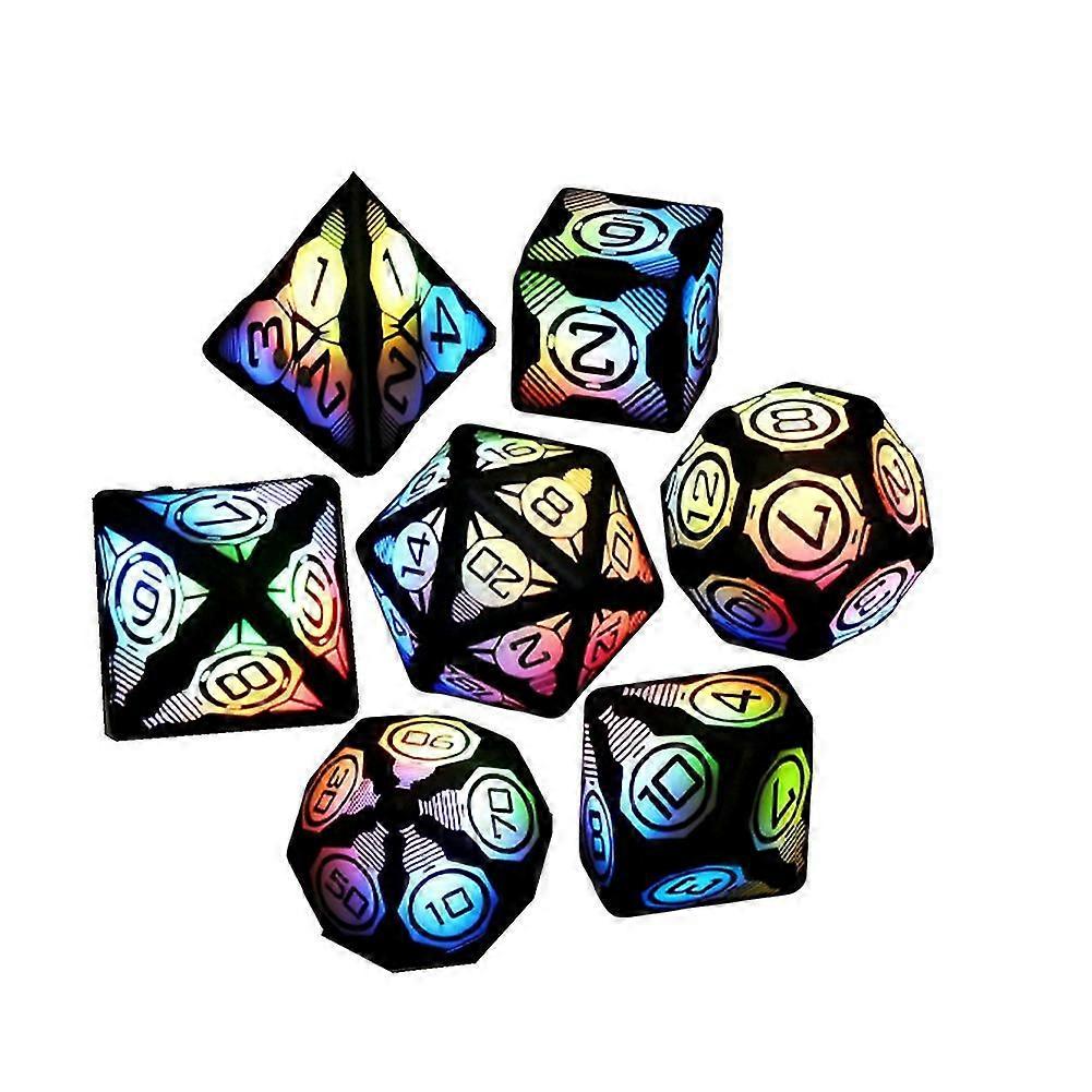 7pcs Led Dice Electroluminescent Dice Chips Multi-faceted Led -border Board Game Toys Explosion Screen Dnd Props