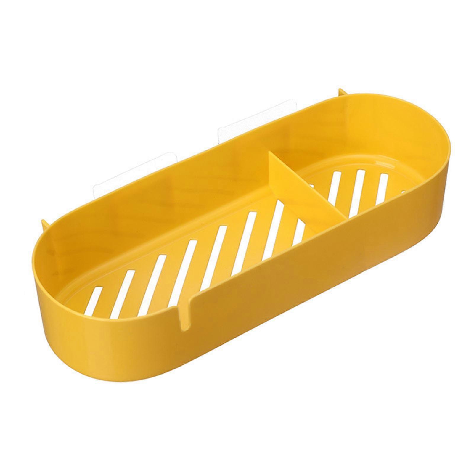 Bathroom Drainage Shelf Space Saving Drill Free Wall Mounted Divided Organizer for Home Use