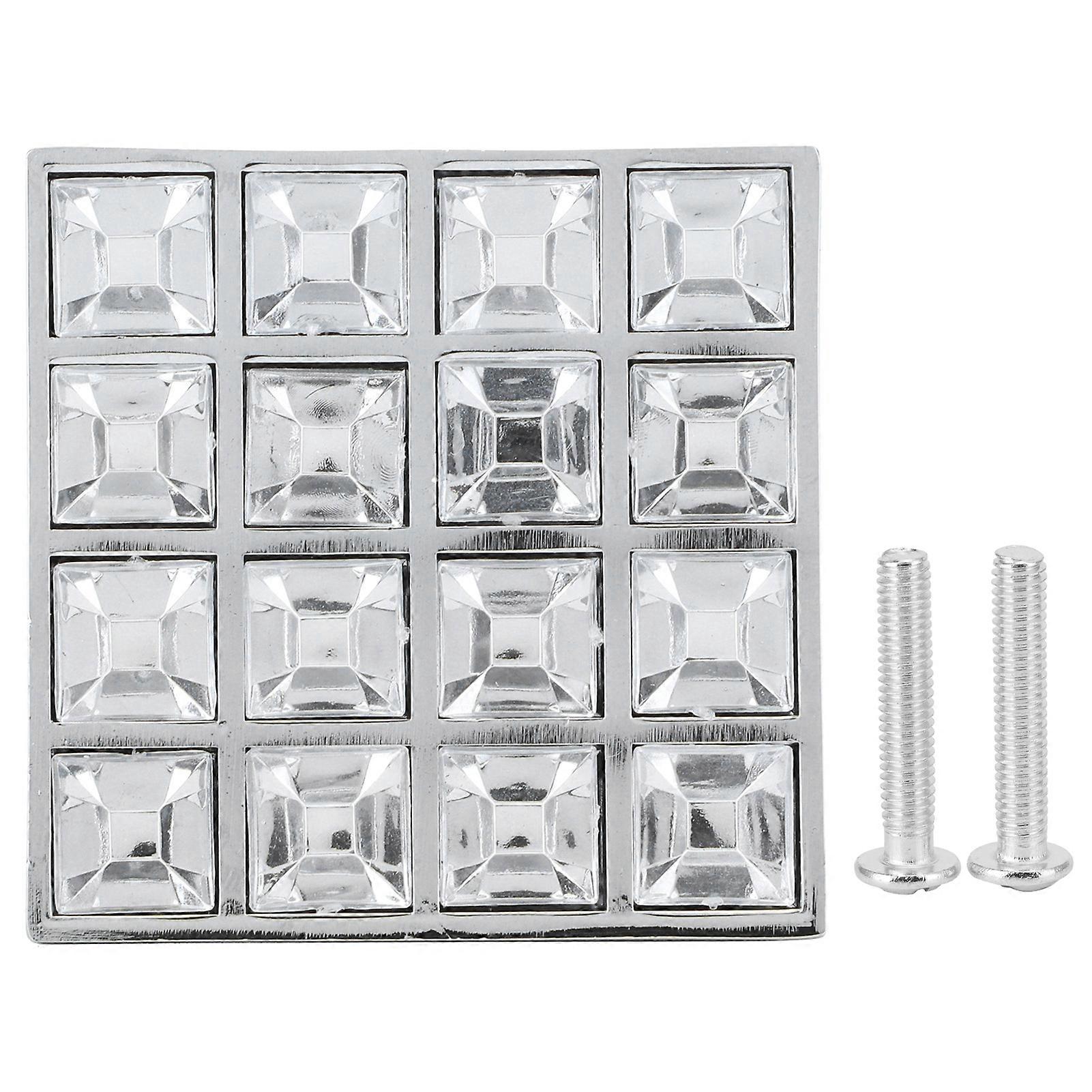 16 Grids Square Crystal Knob Cabinet Drawer Closet Cupboard Door Handle Pull Double Hole