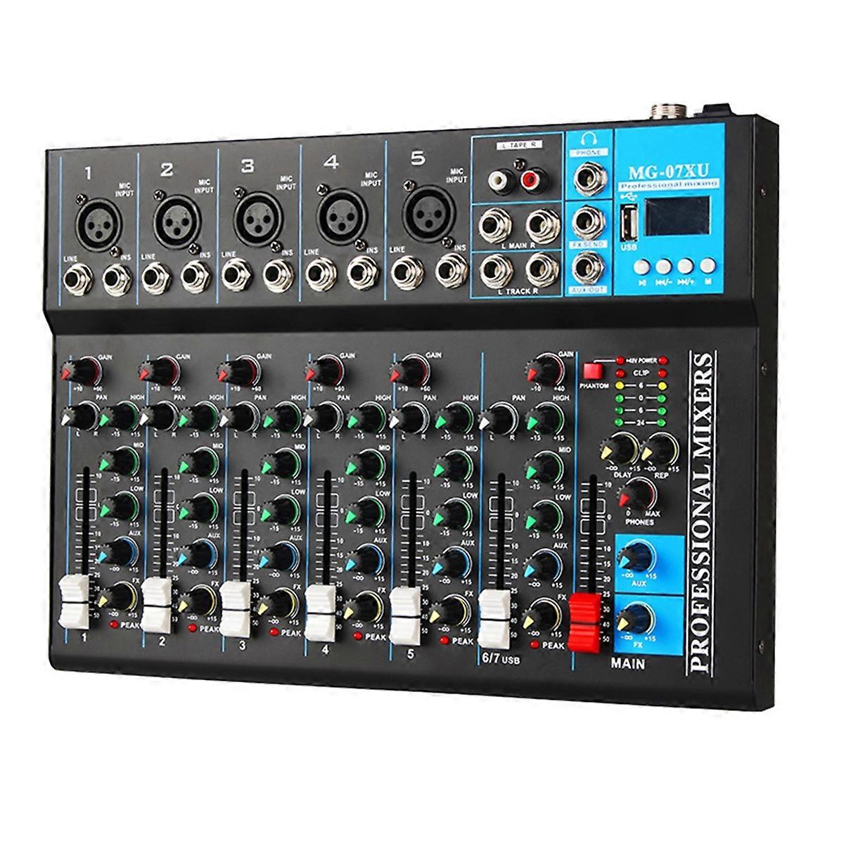 Professional 7-Channel Audio Mixer with USB MP3 Player Mixing Console of for Sound Mixing Console P