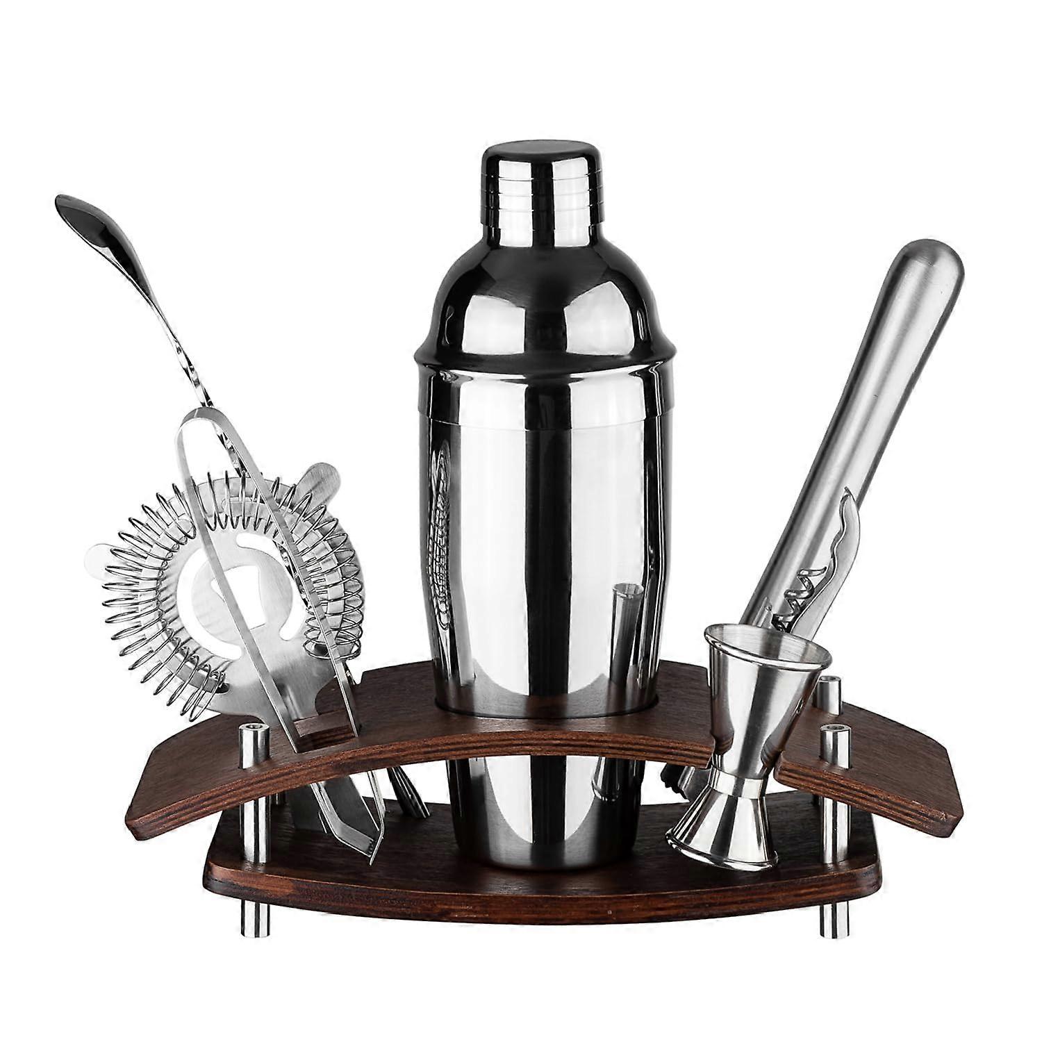 9-Piece Professional Bartender Kit with Rotating Stand - Stainless Steel Cocktail Shaker Set for Home Bar Enthusiasts