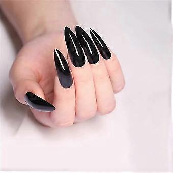 24pcs/Box Detachable Almond False Nails Short Wearable French Stiletto Fake Nails Full Cover Nail Tips Press On Nails