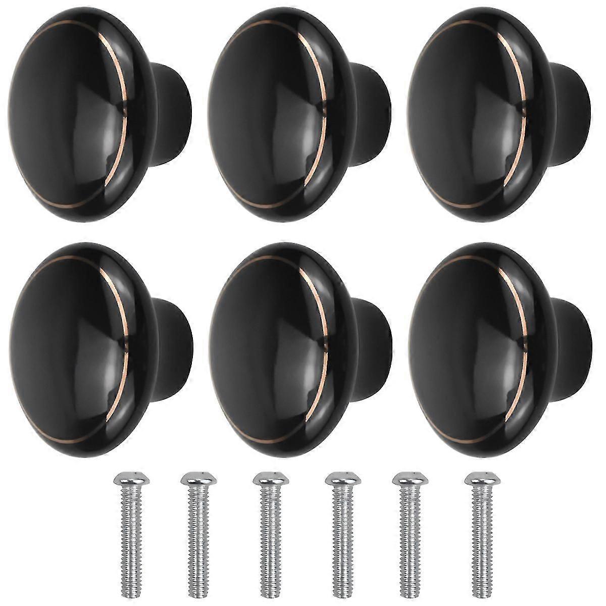 6 Pcs Ceramic Drawer Handles Black Cabinet Door Knobs Cupboard Pull