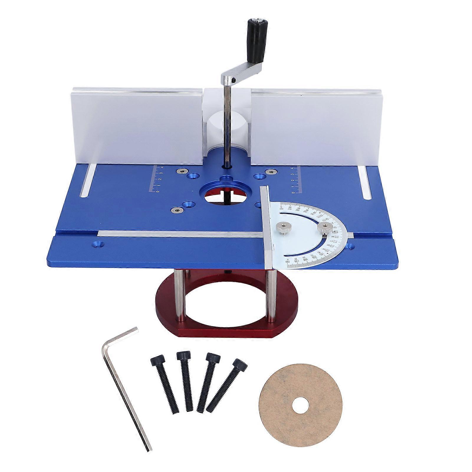 Aluminum Alloy Router Lift Base Height Adjustable Manual Router Table Lift System for Woodworking Machinery Blue