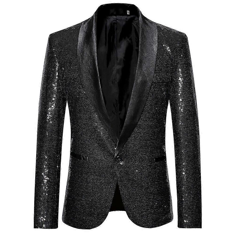 Mens Shiny Sequin Wedding Suit Blazer