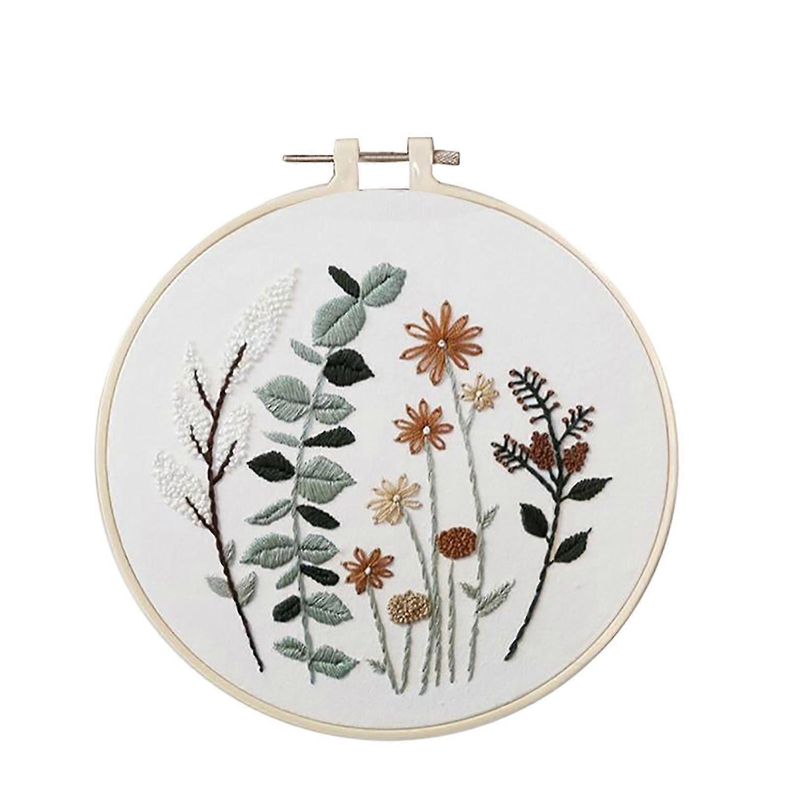 Garden Embroidery Kit Color Threads and Tools Kit Easy Embroidery Starter Kit For Home Outdoor