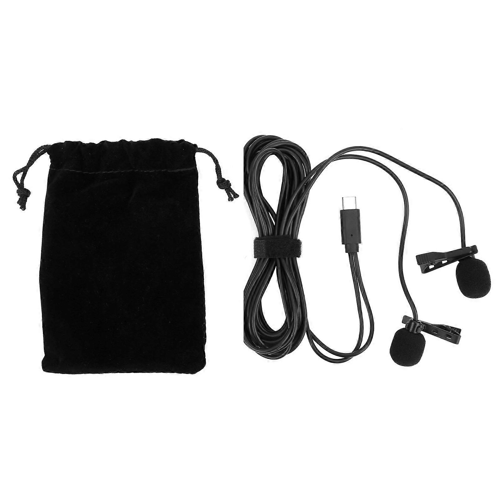 Lapel Microphone Mini Double Lavalier TYPEC Omnidirectional for Interview Recording MY3