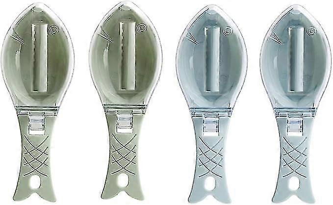Fish Scraper 4Pcs Fish Scale Brush Fish Scaler Professional Fish Scale Scraper Fish Scale Remover with Covers Fish Scaler Kitchen Tools
