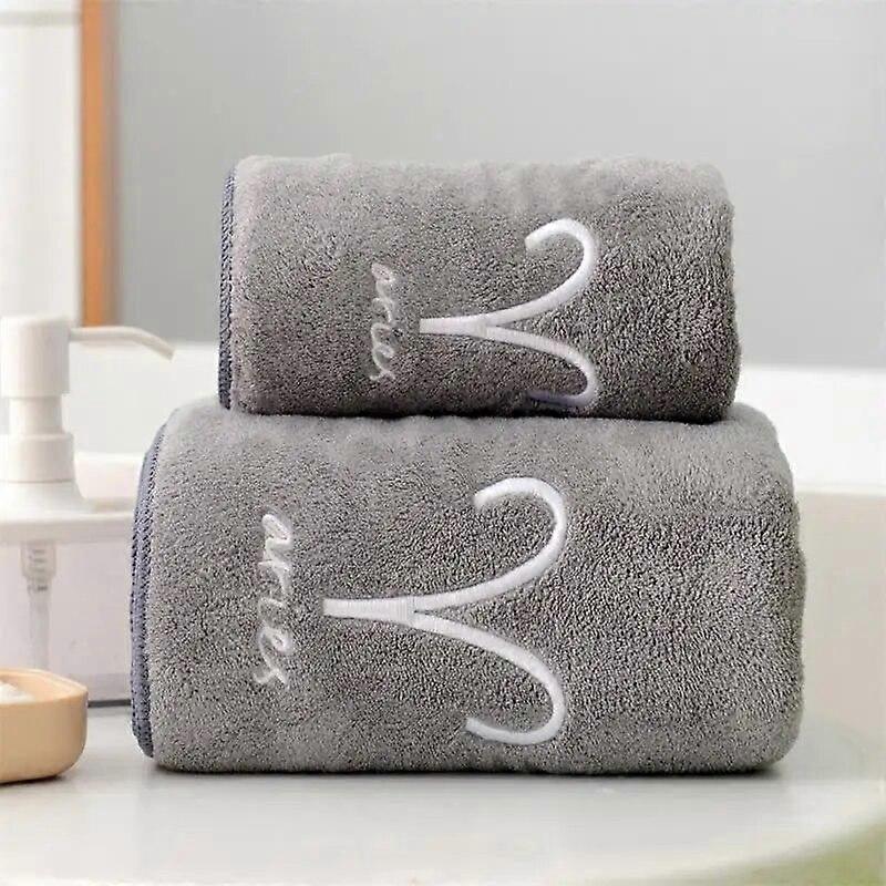 2PCS/set Large Soft Constellation Bath Towel Soft Absorbent Embroidered Bathroom Bathing Sheets Bath Towels Set