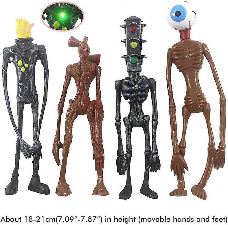 Horror Model Doll Set: 4PCS High-Quality Environmentally Friendly PVC, Action Figures with Light, Ideal for Role-Playing Games, Birthday Party