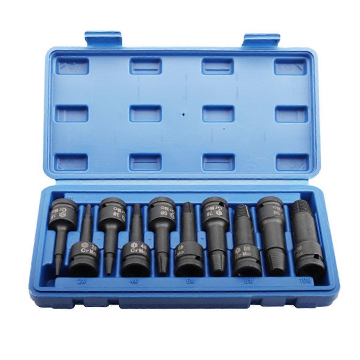 10PCS Skiftnyckel Break Wire Extractor Skruvutdragare Skruv Stud Extractor Skadad Extractor Borr Set