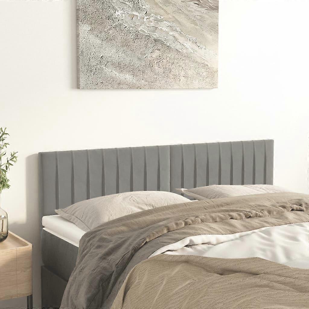 Kopfteile 2 Stk. Hellgrau 72x5x78/88 cm Samt