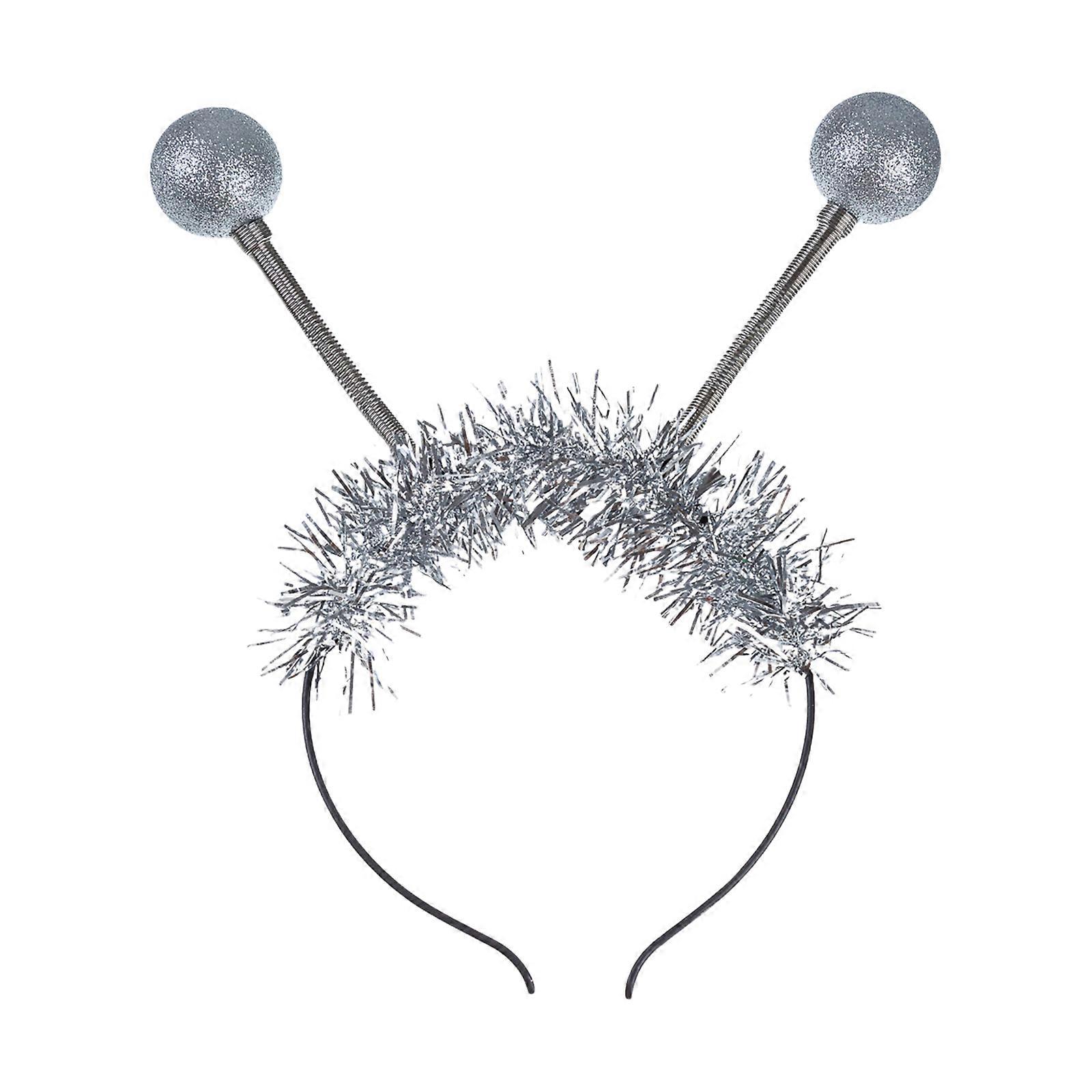 Fun And Lightweight Alien Spring Balls Headband With Easy Button Control Costume Headpieces For Festival Occasion Silver