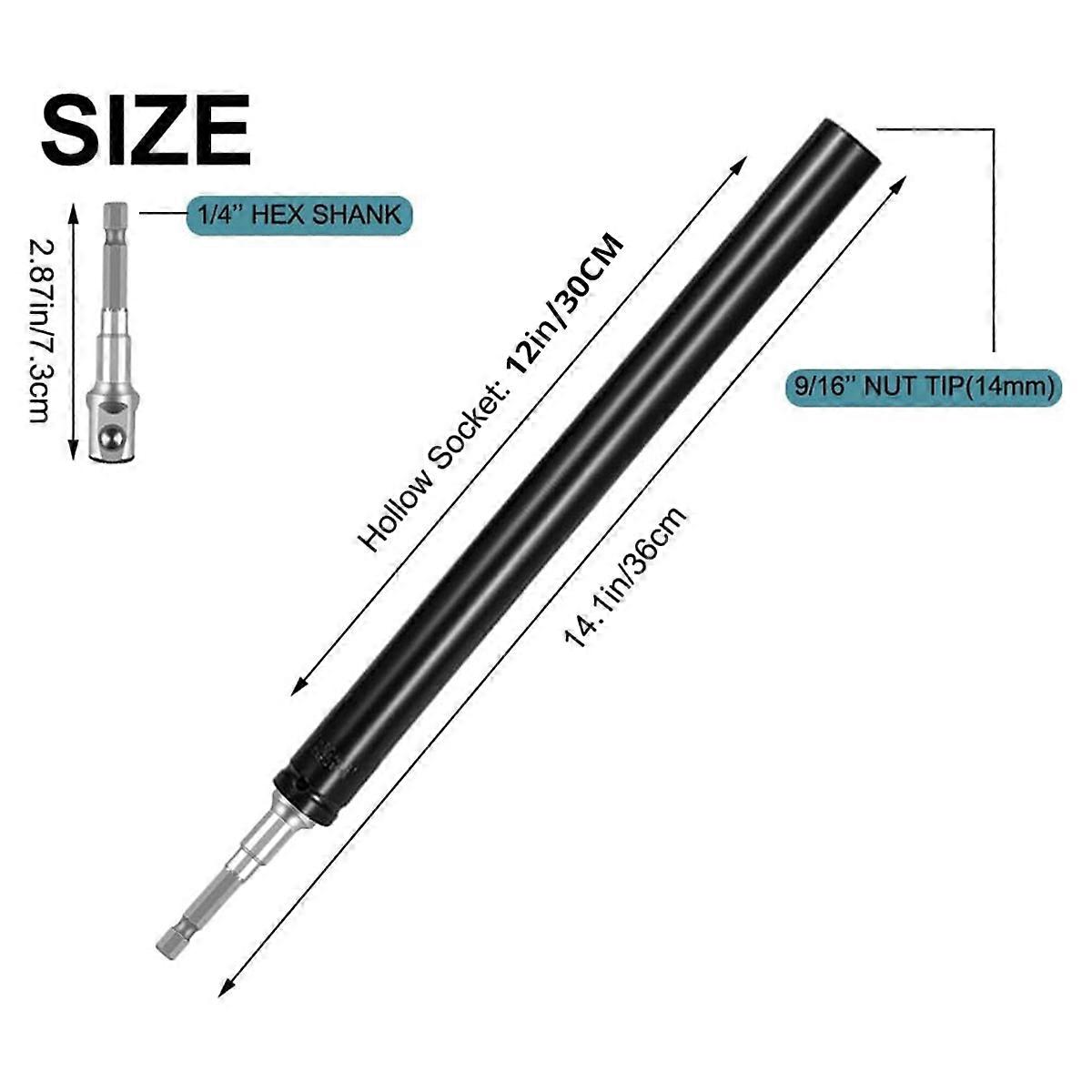 Chave de Porca de Potência de 9/16 polegadas (14mm), Soquete Oco de Porca de 12 Polegadas
