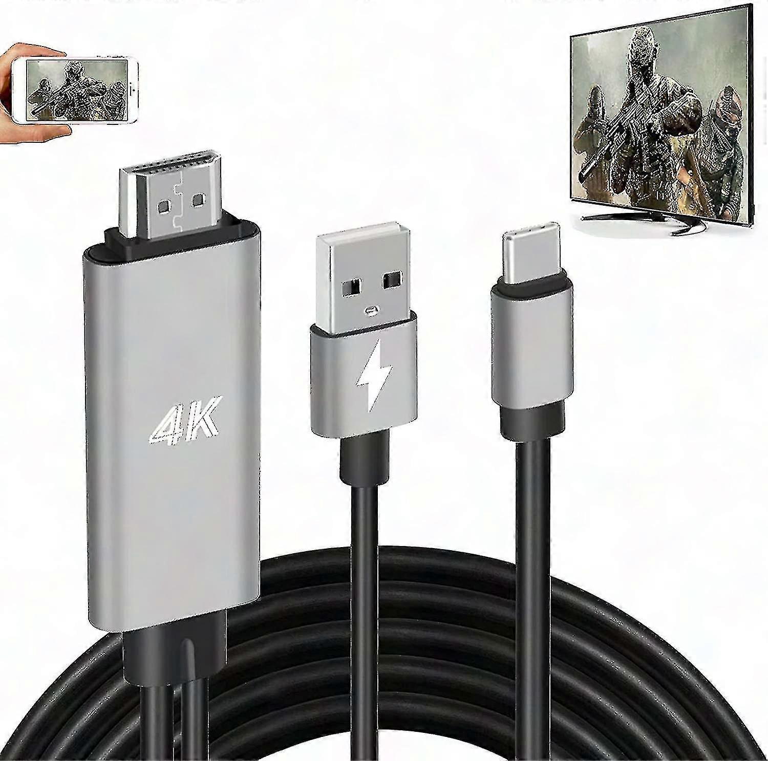 Câble de conversion numérique vidéo USB Type-C vers HDMI 4K HD avec MHL