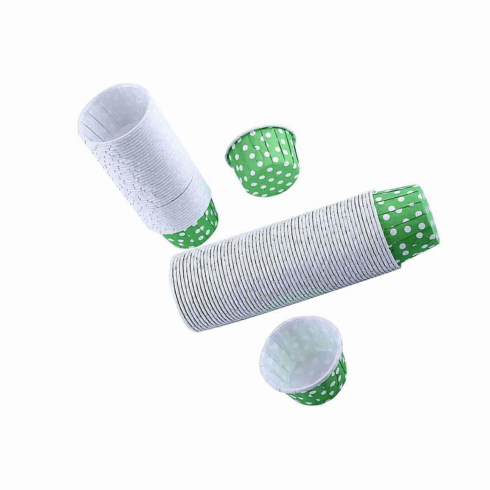 100pcs Paper Cupcake Cases, DIY Paper Cake Cupcake Liner Case Wrapper Muffin Baking Cup for Party Wedding XMAS 8 Colors(green polka dots)