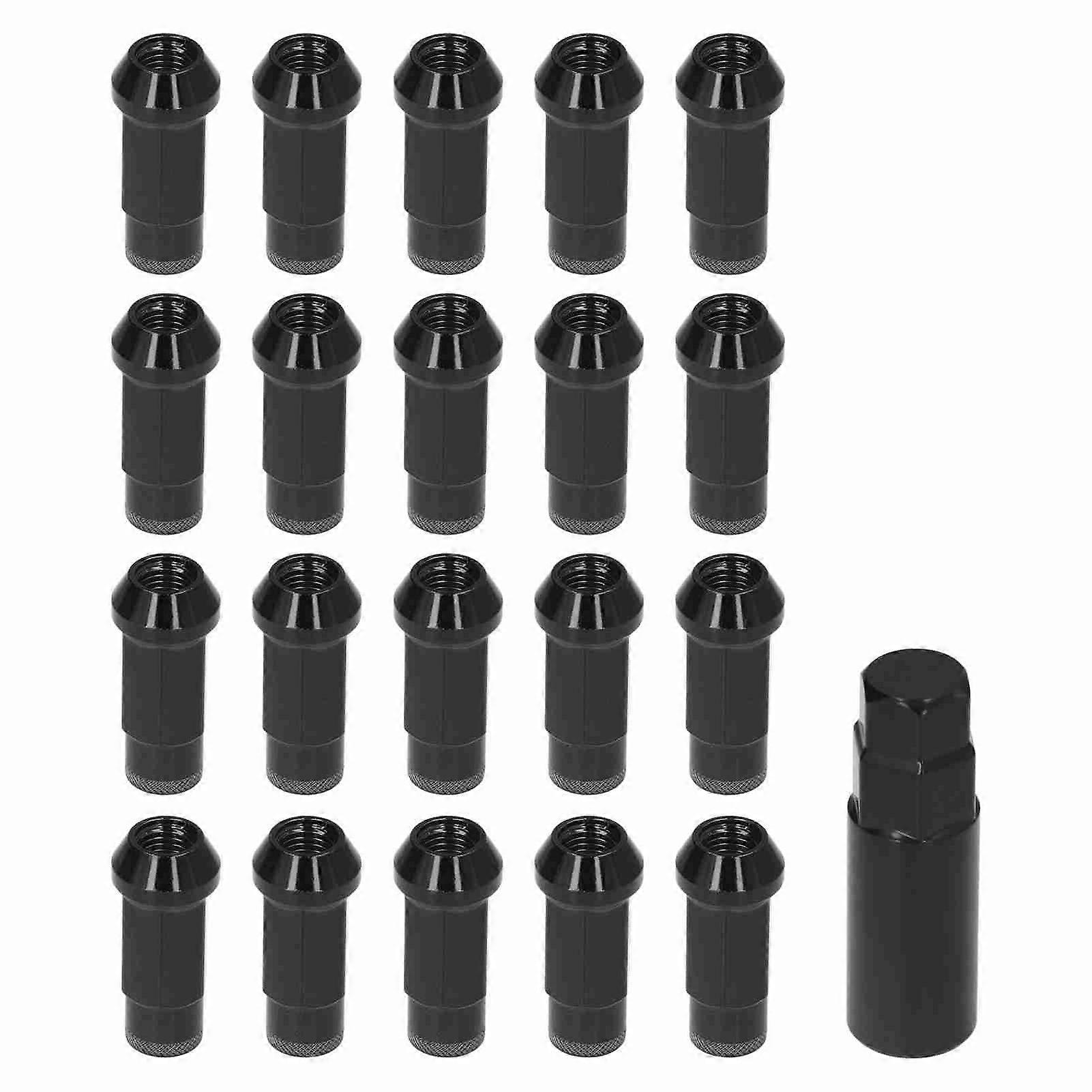 Risegun Wheel Nuts M12x1.5 Wheel Lug Nuts, 20Pcs with Wrench Socket, High Hardness, Replacement for Focus, Pure Black