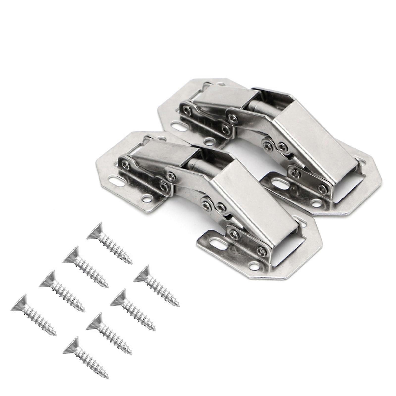 2Pcs Easy Mount 90 Degree Concealed Kitchen Cabinet Cupboard Sprung Door Hinges  Silver