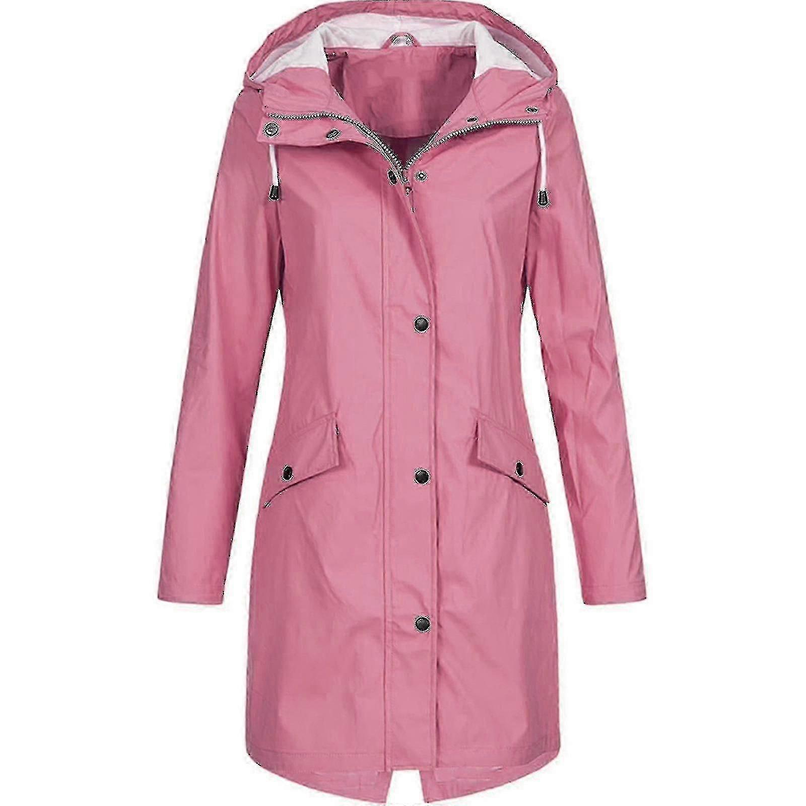 unbrand Femmes Solid Rain Jacket Outdoor Plus Size Imperméable à capuche Imperméable à capuche Coupe