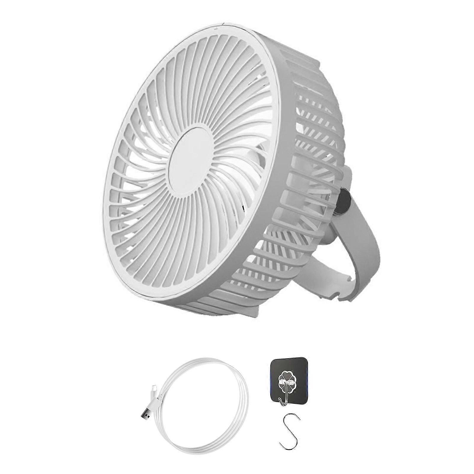 Portable 2000mAh Ceiling Fan 6.9inch USB Rechargeable Hanging Fan with Hook