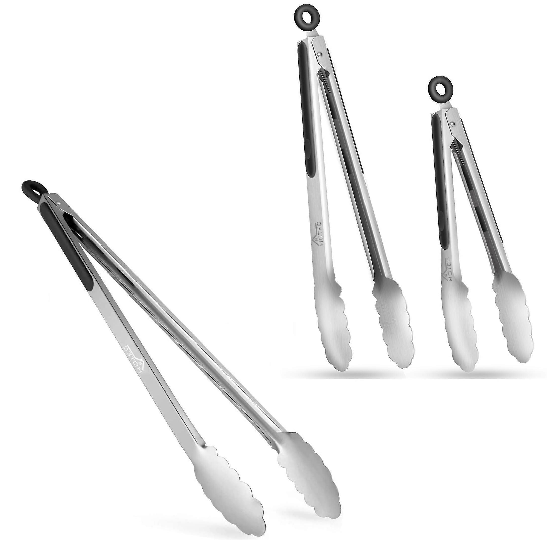 Stainless Steel Kitchen Tongs Set, 9 Inch, 12 Inch, 16 Inch, Durable Cooking Utensils for Grilling and Serving