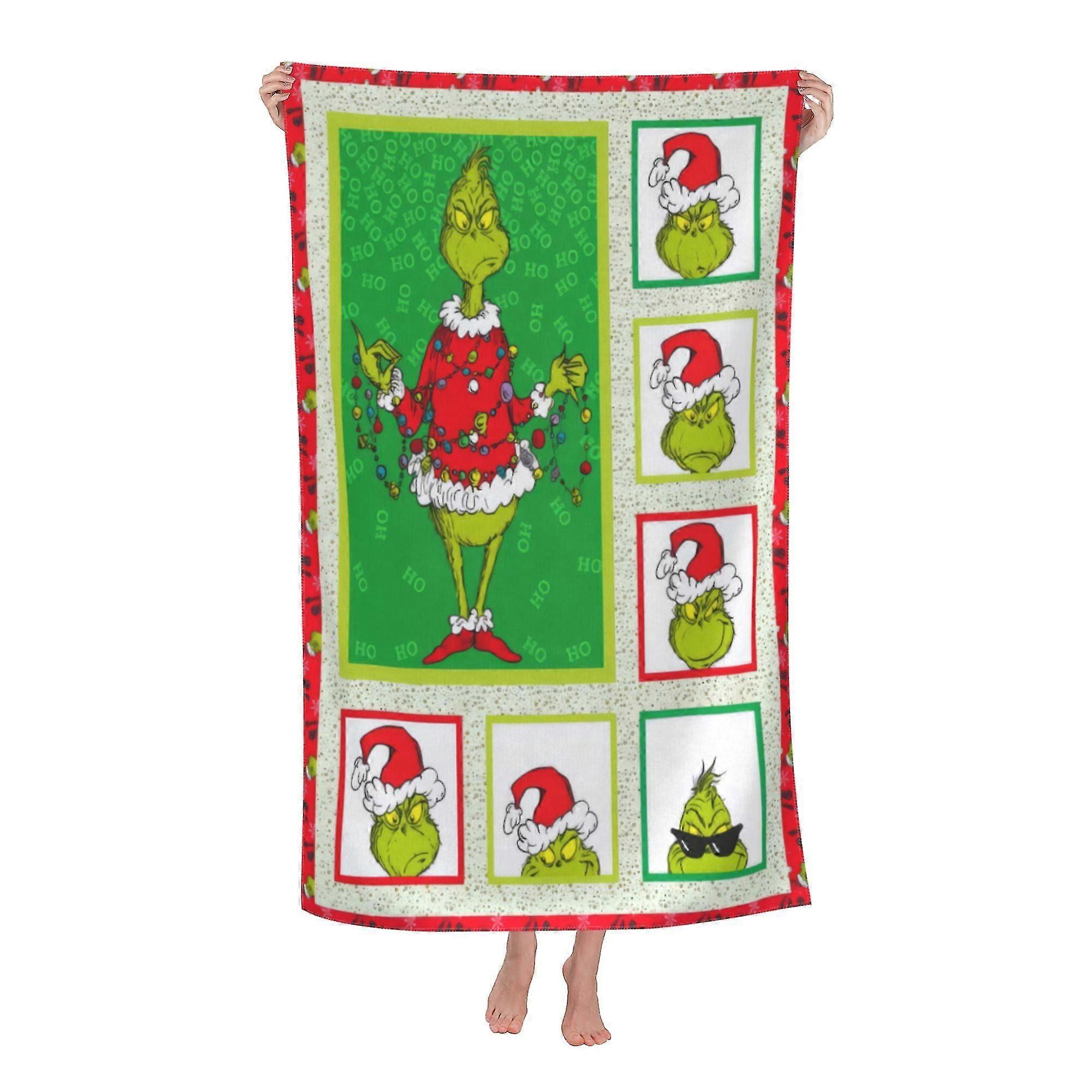 The Grinch Beach Towel, Large Microfiber Bath Towel #x075