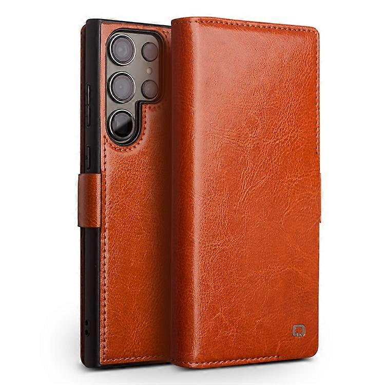 QIALINO متوافق مع Samsung Galaxy S22 Ultra 5G جراب هاتف ملفوف بالكامل غطاء محفظة من جلد البقر الأصلي مقاوم للصدمات