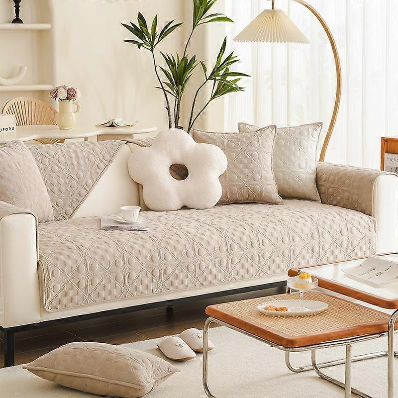 Thicken Plush Sofa Cover for Living Room Solid Color Non Slip Sofa Cushion Mat Jacquard Couch Cover Soft Chair Sofa Towel Home