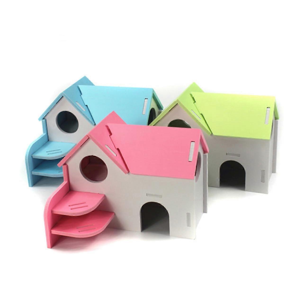 2pc PVC Dual Layer Hamster House Safe Fun Villa Toy for Pets for Hamster Mouse Dwarf Hedgehog Brightly Colored Design Hours of Exploration
