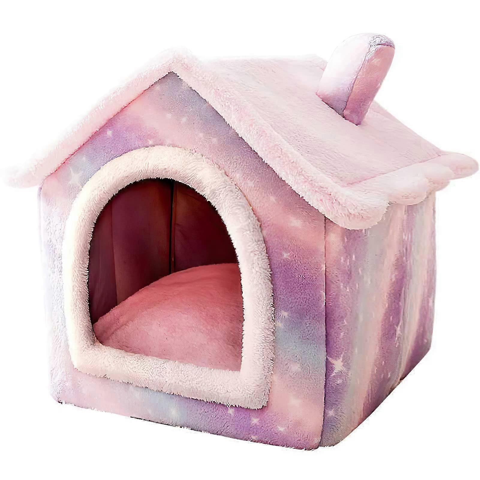 Dog Cave Indoor Enclosed Dog House Kennel with Soft Plush Sleeping Nest, Detachable Cushion for Cats and Dogs, Warm Bed