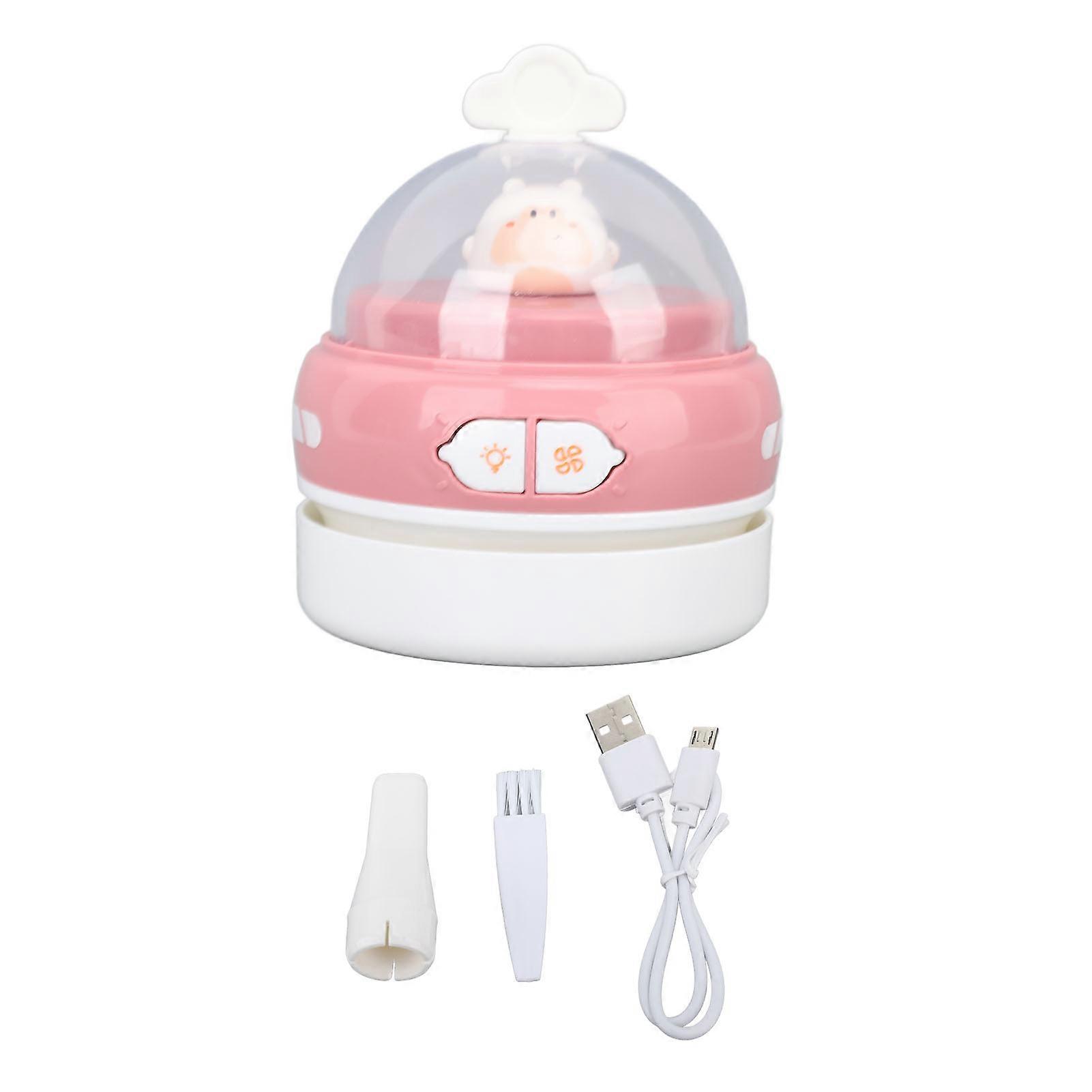 Desktop Vacuum Cleaner Portable Cordless USB Charging Handheld Efficient with Night Light Table Dust Sweeper for Pencil Eraser Shavings