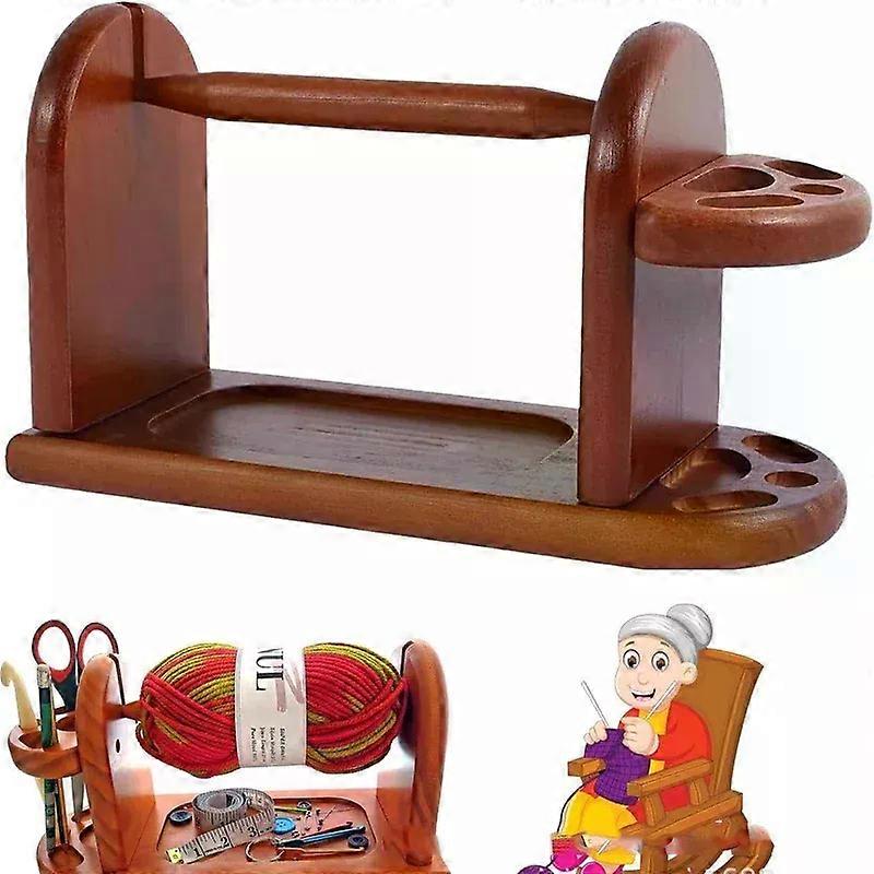 Wooden Yarn Holder Spinning Knitting Tools Crochet Yarn Holder Rotating Magnetic Thread Spool Wool Ball Winder Rotation Spinner