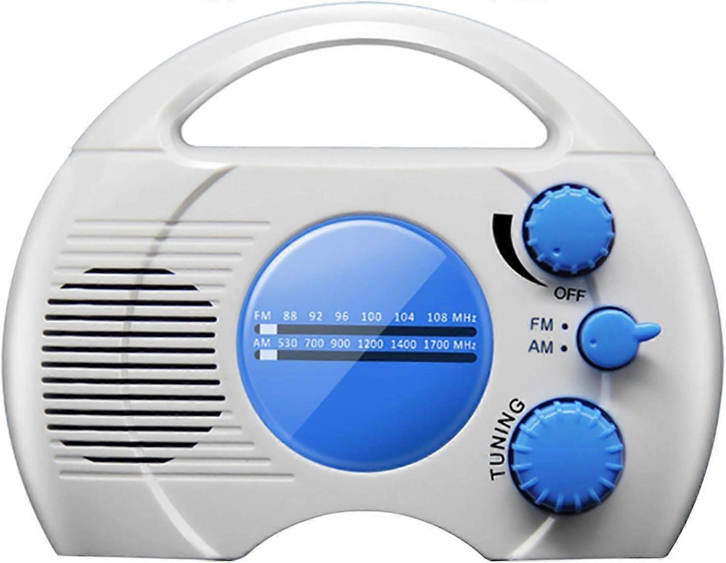 (blue150*57*115mm)Compact AM FM 5-Level Waterproof Shower Radio with Built-in Speaker, Wireless Relax Accessory