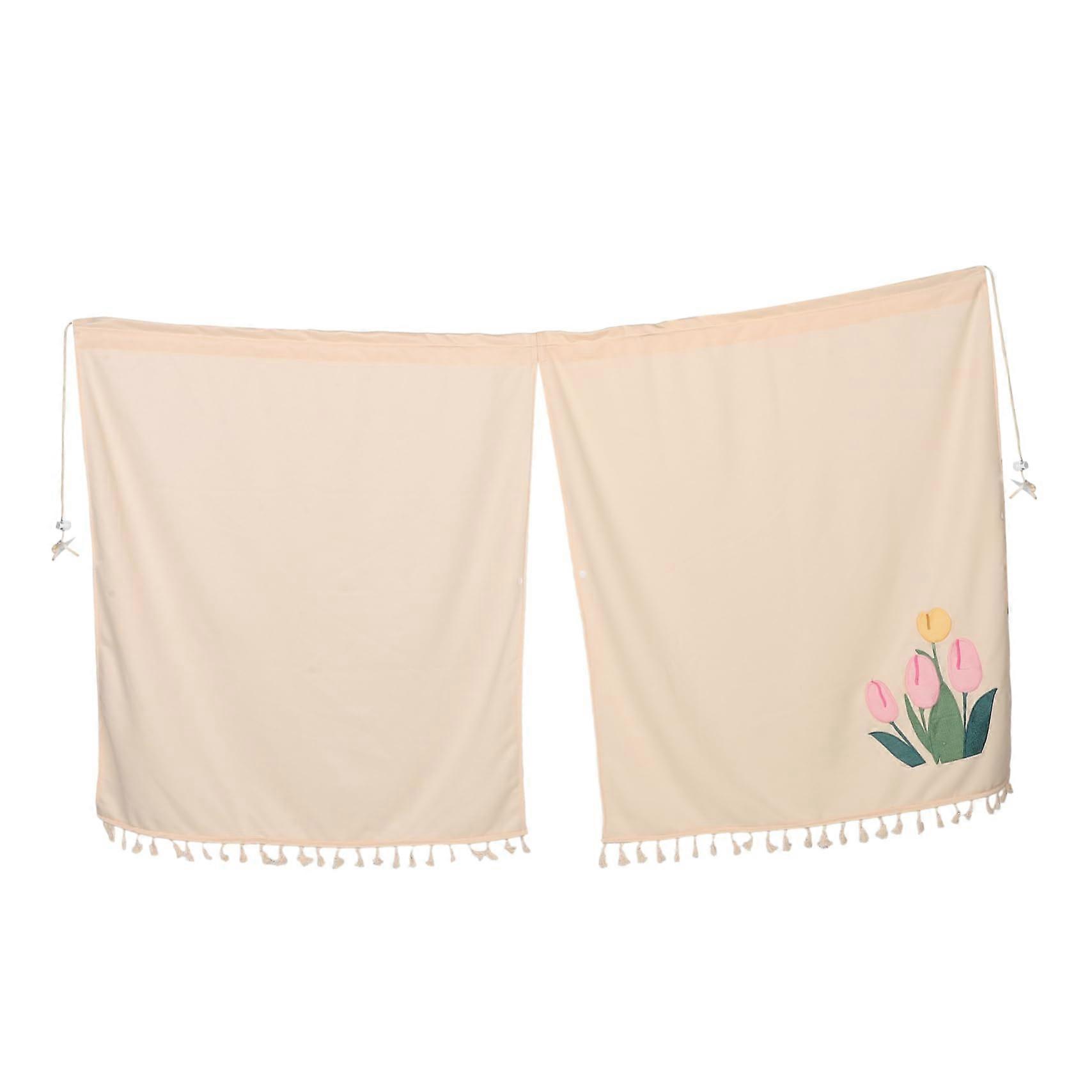 Car Partition Curtain Blackout Blinds Tulip Design Auto Divider Privacy Windshield Sunscreen Interior Beige Color