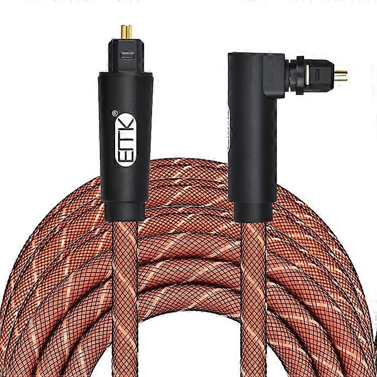 EMK 90 Degree Swivel Adjustable Right Angled 360 Degrees Rotatable Pulg Nylon Woven Mesh Optical Audio Cable 5m(Orange)