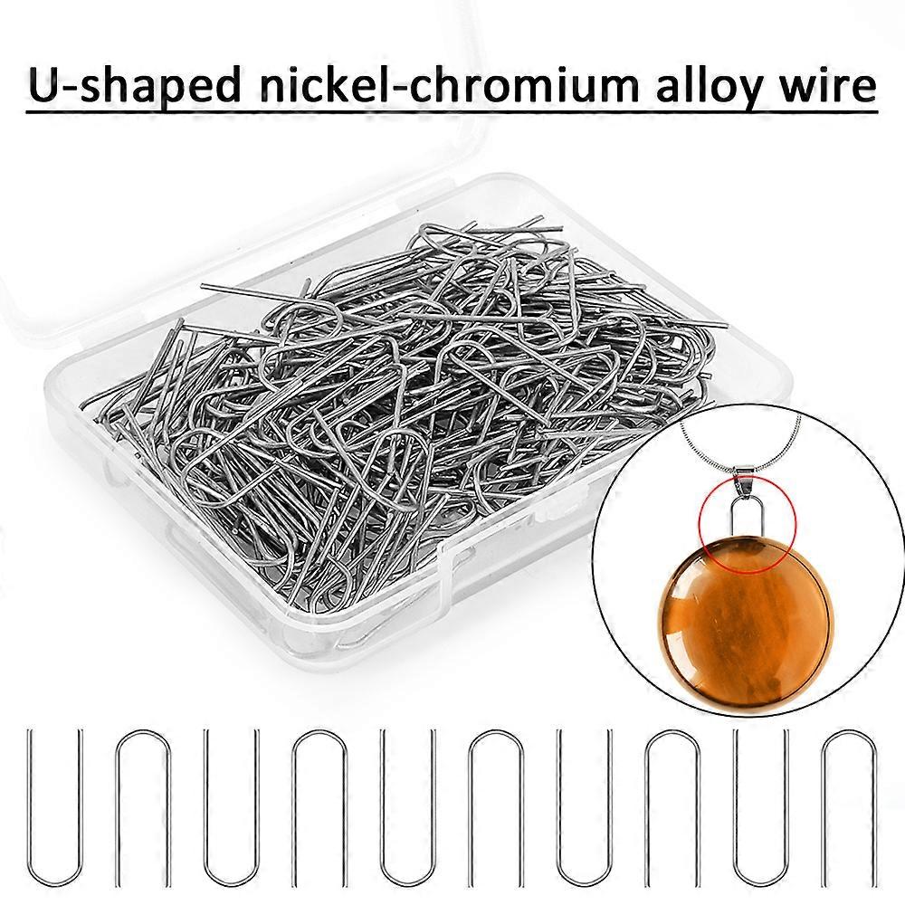 50pcs Temp Nichrome Wire Jump Rings with Plastic Storage Box U Hanger Hooks