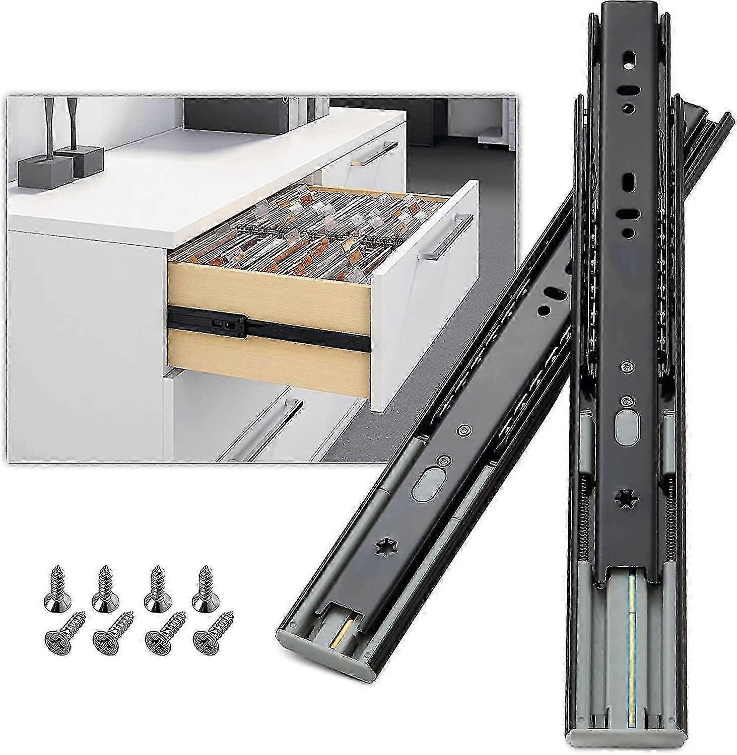 Soft Close Drawer Slides 300mm Full Extension Drawer Slide Heavy Duty 45kg Load Capacity, 1 Pair (2 Pieces) (1 Pair, 22 Inch (550 Mm))