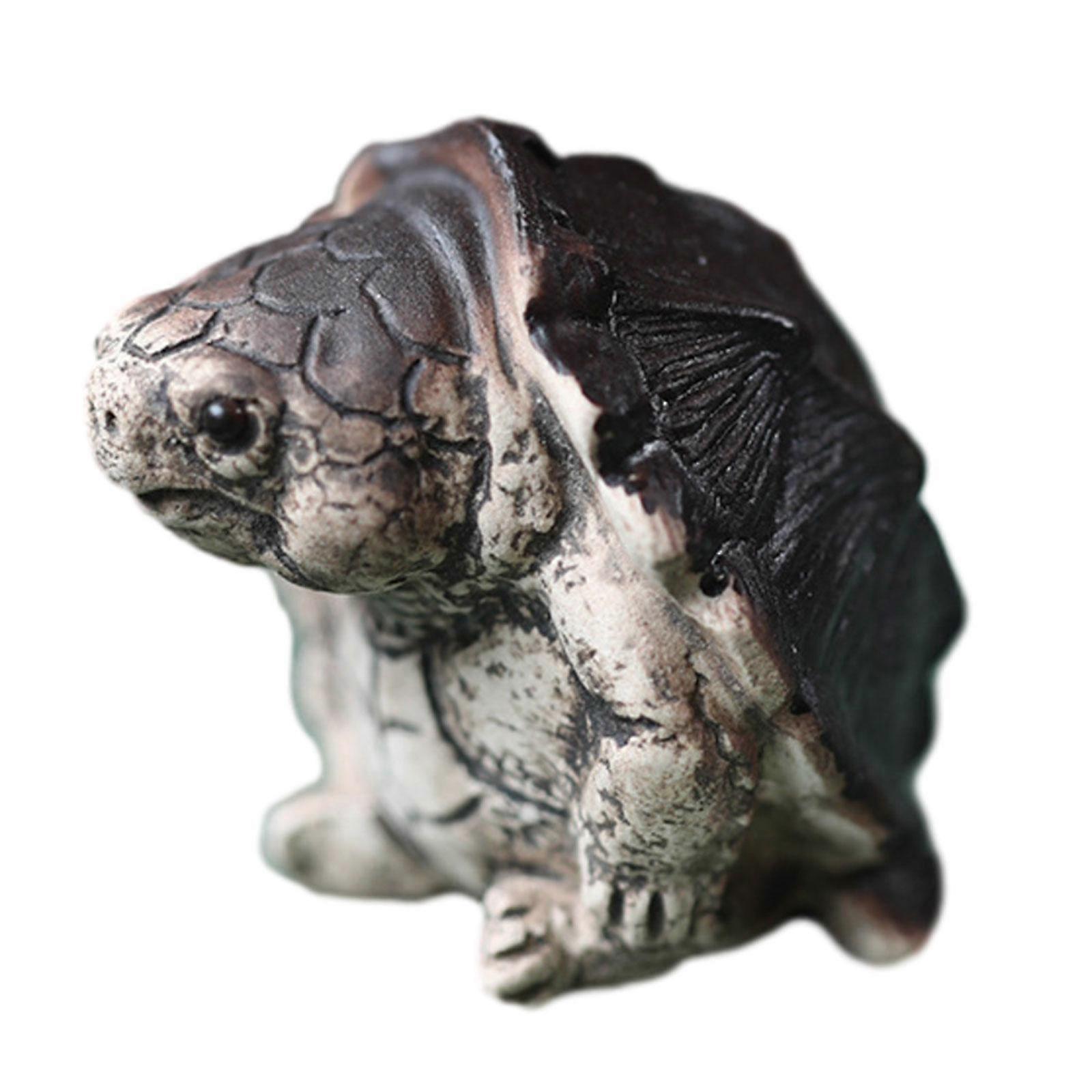 Little Snapping Turtle Statue Mini Tea Pet Ornament for Home Decor Bookshelf