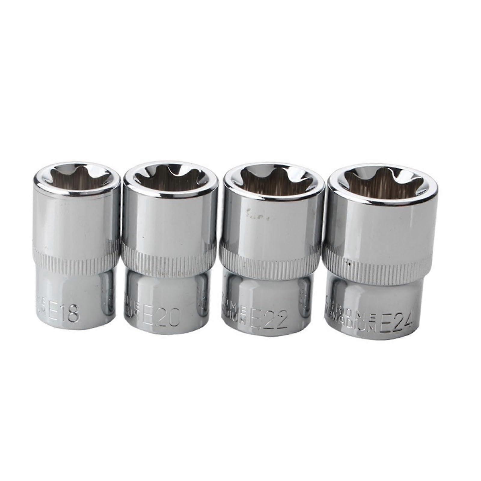 E Type Socket Set 1/4 3/8 1/2 Drive Female Torx Sockets E4 to E24 Star Wrench Ratchet Tool for Box End Repair