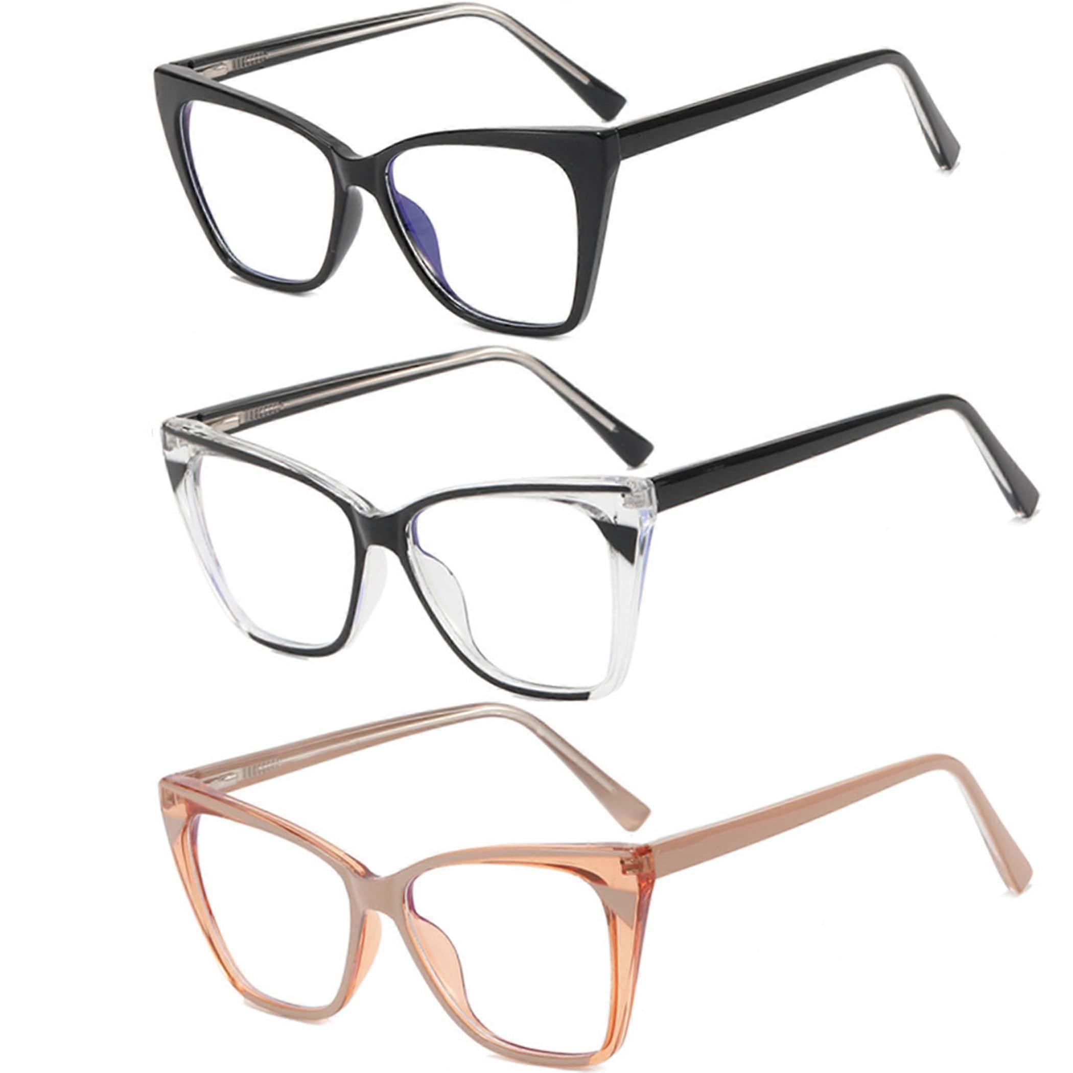 Cat Eye Reading Glasses 3 Pack for Women, Blue Light Blocking, Stylish Pattern, Spring Hinges, Computer Readers