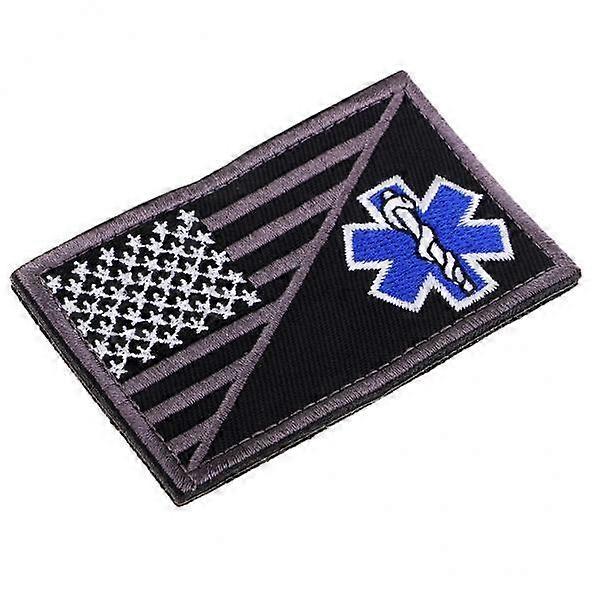 10X Amerikanische Flagge Sanitäter Stern des Lebens Abzeichen Hakenschlaufe Patch 3#